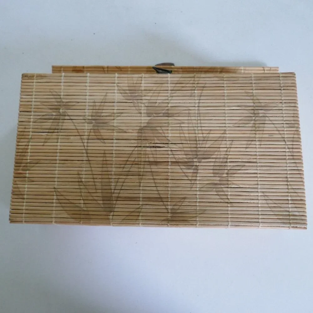 bamboo stationery box desk organizer trinket box soft flexible lid